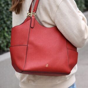 Pebbled Red Leather Tote Shoulder Bag by Kate & Alex